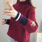 Autumn and Winter Mohair Knitted Sweater Loose Half High Neck Casual Bottoming Shirt Fashion Simple Women's Sweater