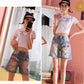 WTEMPO Denim Shorts Women's High Waist Straight Trousers Were Thin and Broken Holes Denim Five-point Pants