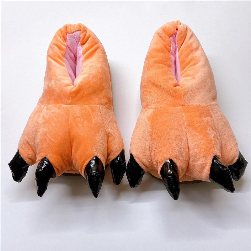 Cartoon Autumn and Winter Dinosaur Paw Cotton Shoes Multi-color Tiger Paw Cotton Slippers Cute Couple Lover's Non-slip Warm Shoes