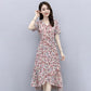 Chiffon Dress Feminine Temperament Elegant Waist Thin French Floral Long Skirt Can Be Belted Slimming Thin Ladies Chiffon Dress