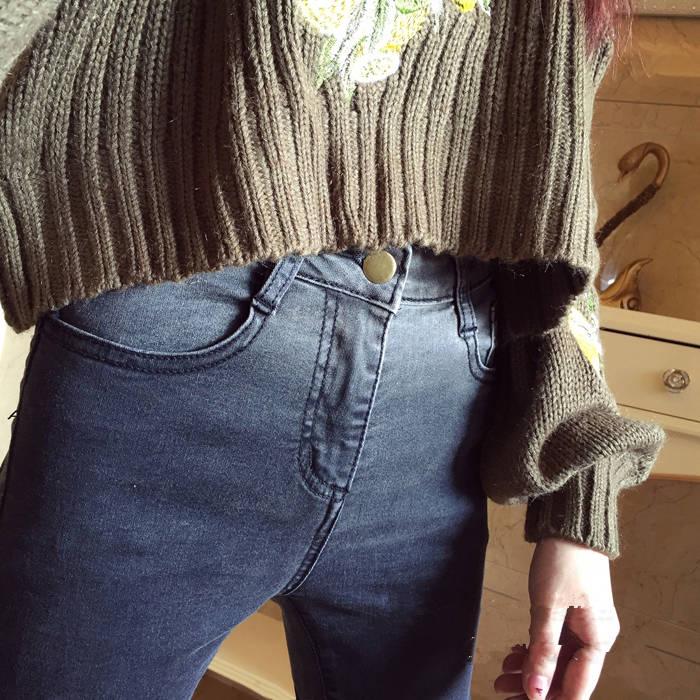 WTEMPO Micro Pull Jeans High Waist Nine Points Small Bell Pants Were Thin Elastic Large Size Women's Pants