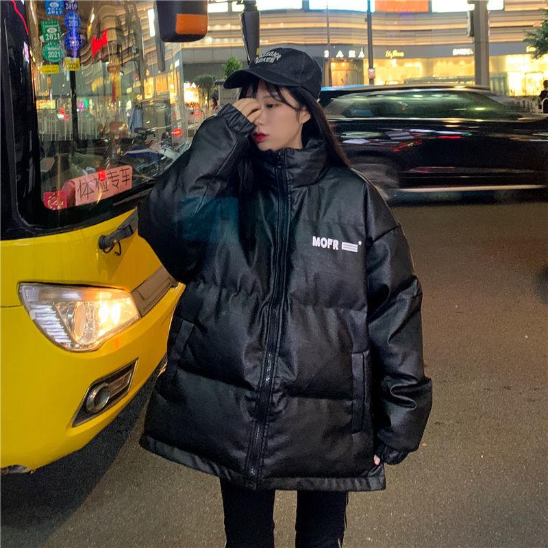 Cotton Jacket Female Winter All-match Pu Leather Cotton Jacket Korean Version of Loose Cotton Jacket Thickened Student Bread Jacket