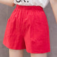 Plain Elastic Waistband Casual Shorts with Pocket Summer Loose Comfy A-line Mid Pants Ladies