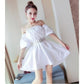 Sexy White Off Shoulder Belt Sexy Slash Neck Dress Elegant Club  Party Dress Women Short Dress
