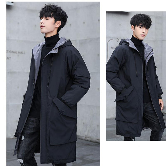 Autumn and Winter Men's Jacket Coat Fashion Trend Mid-length Windbreaker Young Student Men's Shirt
