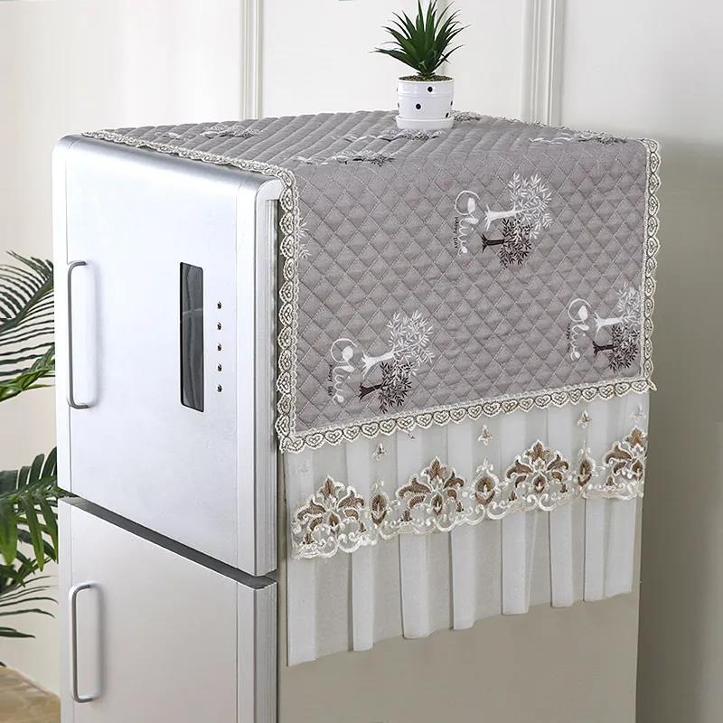 Refrigerator Cover Towel Single and Double Door Refrigerator Cover Cloth Universal Dust Cover Lace Wear-resistant Washable