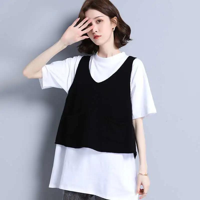 Women's Autumn and Winter Sweater Vest Vest Loose Large Size Short Sleeveless Sweater Outer Wear Vest Women