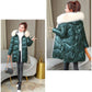 Women's Bright Face Hooded Down Jacket Mid-length Korean Loose Thick Coat Warm Cotton Coat Large Wool Collar Winter Quilted Coat