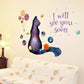 Star cat I will see you romantic wall sticker removable waterproof animal summer night wallpaper