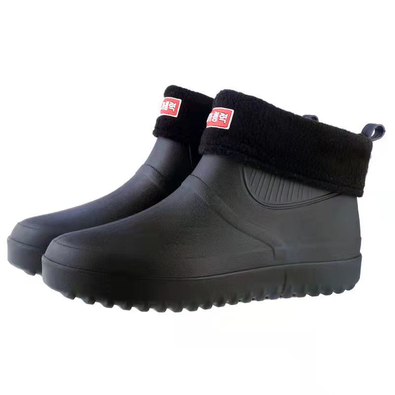 About1988 Men's Fashion Casual Outdoor Waterproof Short Ankle Rain Boots Non-slip Waterproof Shoes Plus Velvet