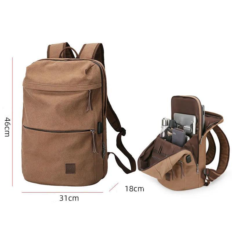 Men's Backpack Casual Canvas Bag Travel Computer Bag Fashion Trend Student School Bag