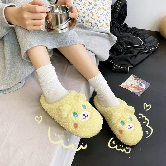 Autumn and Winter Pure Cotton Slippers Indoor Non-slip Soft-soled Shoes Warm Simple Plush Cotton Shoes