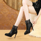 Ankle Boots Women's High Heels Martin Boots Stiletto Pointed Rhinestone Pointed Short Boots Winter