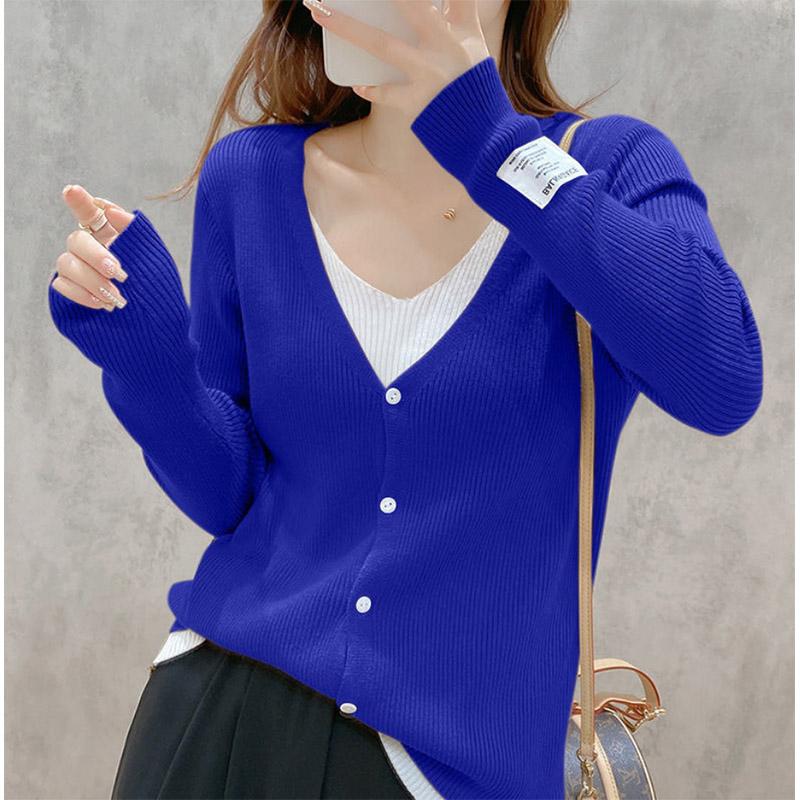 V-neck Bottoming Shirt Coat Slimming Cardigan Ladies Shirt Sweater