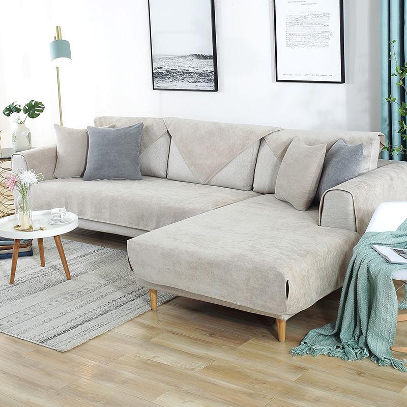 Original Nordic Style Sofa Cover Solid Flannel Couch Cover Non-slip Slipcover Furniture Protector