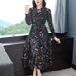 Spring Chiffon Floral Skirt Dress Women's Long-sleeved Large Size Long Slim Fit Bottoming Skirt Fabric Light and Breathable