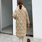 Lingge Lamb Fur Collar Cotton Jacket Women Winter Loose Mid-length Large Size Cotton Jacket Jacket Winter Thick Warmth Without Hood Cotton Jacket