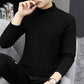 Winter Men's Wave Striped Warm Sweater Solid Color Round Neck Handsome Top All-match Fashion Knitted Jacket