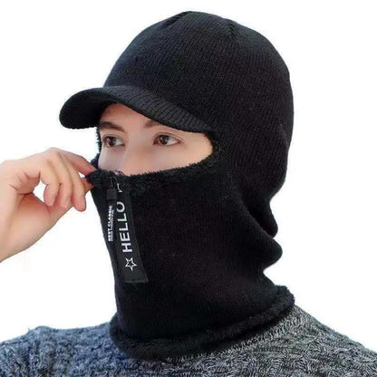 Zipper Men's Hat Warm In Autumn and Winter Thick Woolen Hat Winter Windproof Cycling Youth Plus Velvet Cap