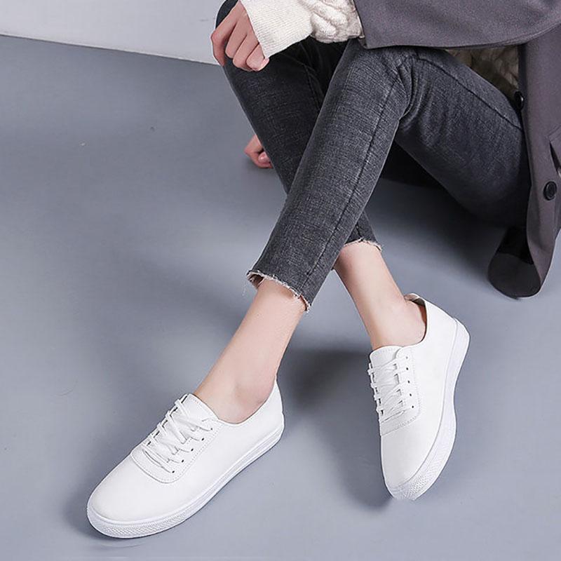 Soft Sole White Shoes Women One-foot Casual Flat Sole Shoes Single Shoes Student Korean Women