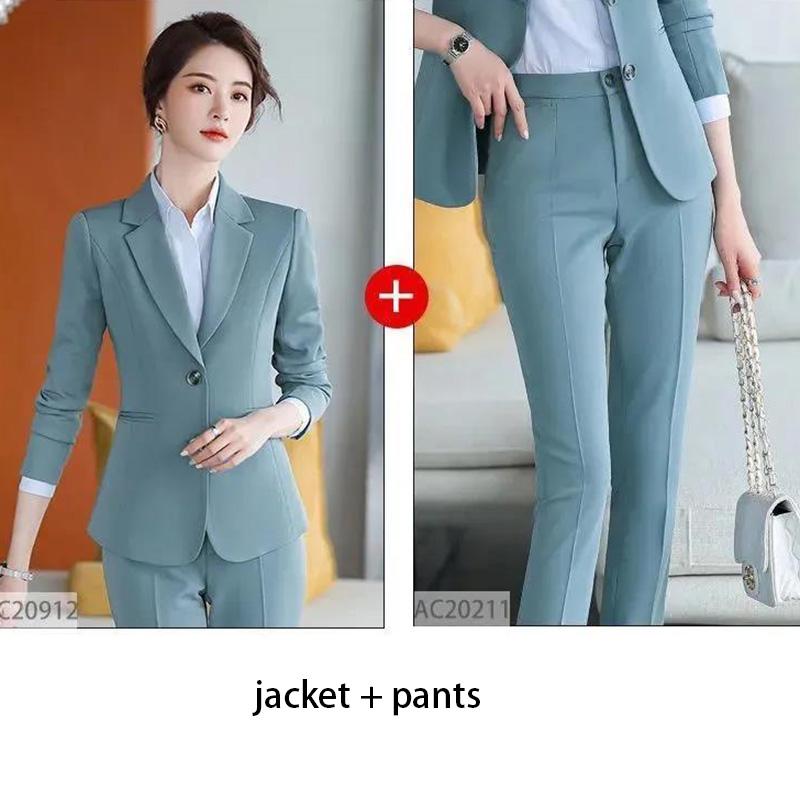 Solid Color Professional Suit Female Spring and Autumn Temperament Formal Overalls Suit Jacket + Suit Pants