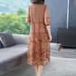 M-XXXXXL Women's Summer Dress Large Size Chiffon Print Round Neck Sleeve Length1/2 Skirt