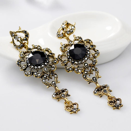 Creative Bohemian Retro Water Drops Tassel Long Earrings Jewelry Set Gifts fit with Wedding Dress