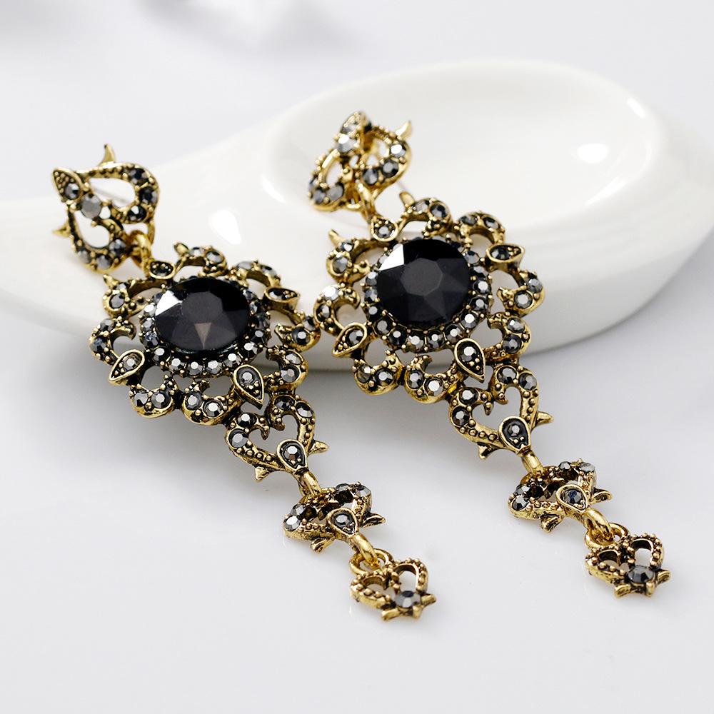 Creative Bohemian Retro Water Drops Tassel Long Earrings Jewelry Set Gifts fit with Wedding Dress