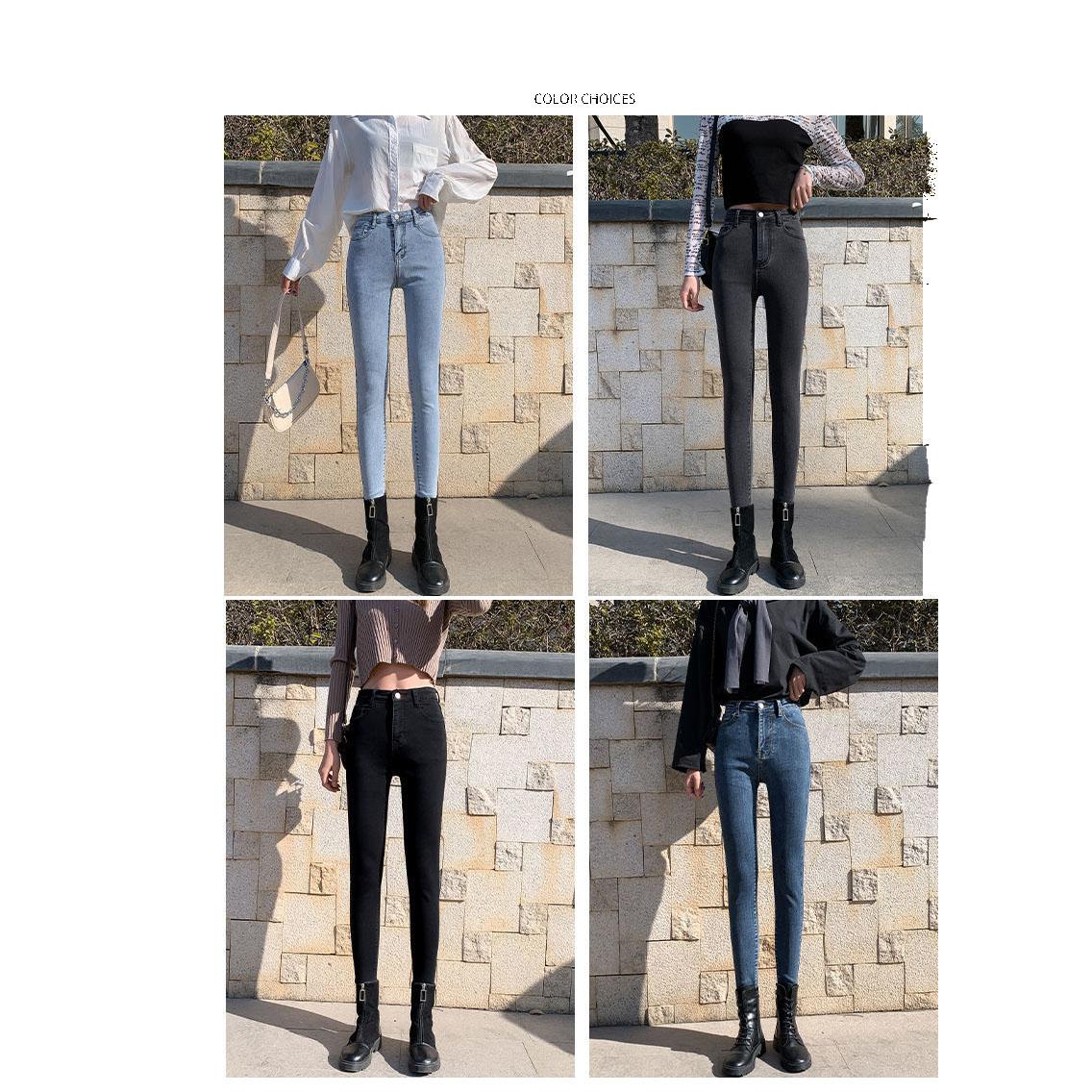 Spring Light-colored Jeans Women's High Waist Was Thinner and Taller Light Blue Stretch Tight-fitting Pencil Pants