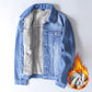 Men Winter Jean Jackets Lightblue Cowboy Outerwear Warm Denim Coats New Men Wool Liner Thicker Fleece Denim Jacket Plus Size 4xl
