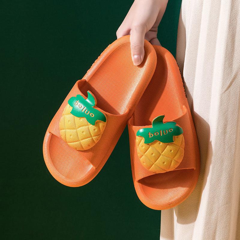 WTEMPO Slippers Women External Wear Cartoon Pineapple Thick Bottom Soft Lightweight  Non-slip Beach Bedroom Home Bathroom