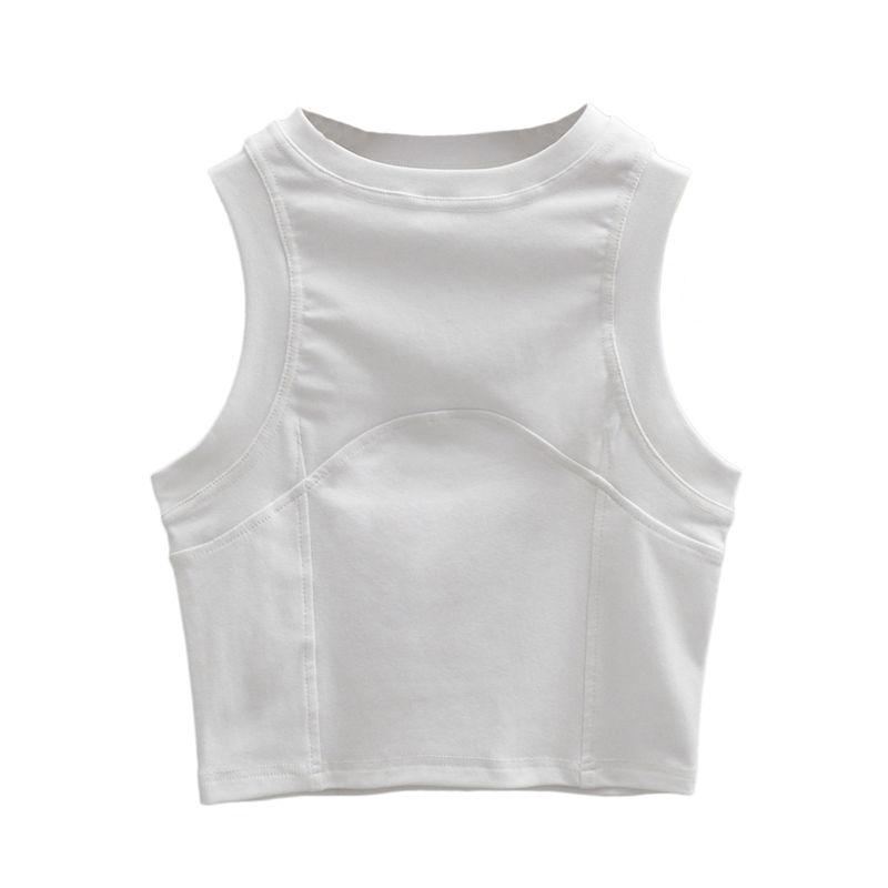 Y2k American Vest Suspenders Women's Sleeveless Slim Fit Crop Top Sexy Slight Stand Collar Shorts Top Steetwear Outerwear Bottoming Shirt Solid Color