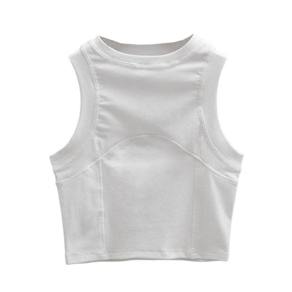 Y2k American Vest Suspenders Women's Sleeveless Slim Fit Crop Top Sexy Slight Stand Collar Shorts Top Steetwear Outerwear Bottoming Shirt Solid Color