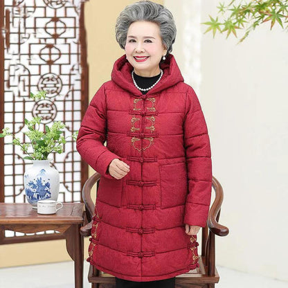 Mother's Winter Coat Thick Padded Jacket Mid-length Middle-aged and Elderly Large Size Cotton-padded Jacket Women's Down Padded Jacket