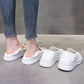 Women's Casual Flat White Shoes All-match Thin Section Breathable Loafers Women's Hollow Leather Shoes Comfortable and Breathable
