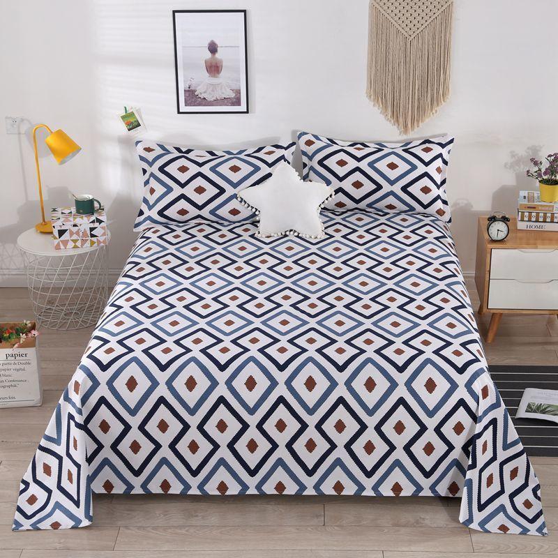 Three-piece Bed Sheet, One-piece Bed Sheet Two Pillowcases Old Coarse Cloth Bed Pure Cotton Thick Bedding Naked Sleeping Removable and Washable