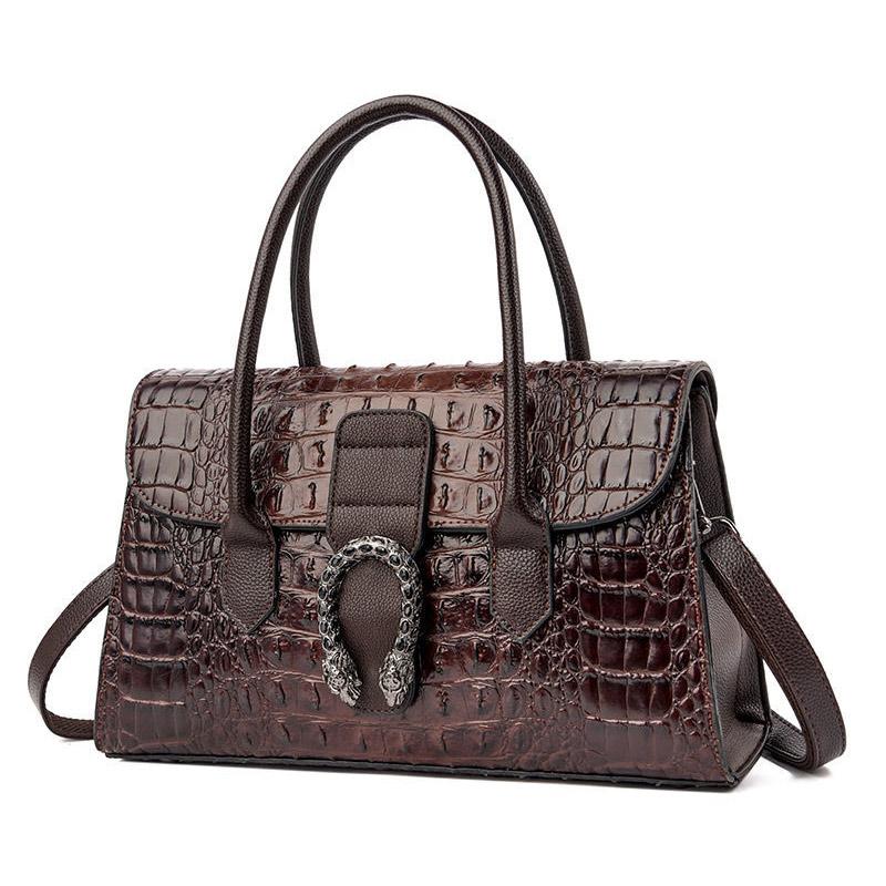 Women's Bags High-end Crocodile Pattern Leather Handbags Shoulder Messenger Bags Middle-aged Women's Mother Bags