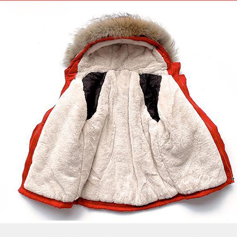 Girls Plus Velvet Cotton Winter Clothes Warm and Windproof Mid-length Quilted Jacket