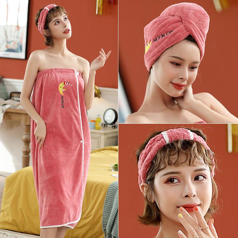 The Bath Towel Can Be Worn and Can Be Wrapped Around The Towel To Absorb Water and Does Not Shed Hair Cute Bath Skirt Dry Hair Cap and Headband