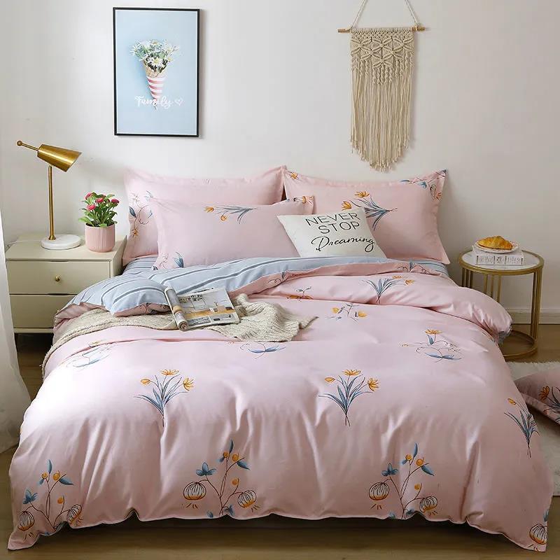 Thickened Pure Cotton Sanding Four-piece Cotton Bed Sheet Quilt Cover Machine Washable Bed Student Dormitory Supplies Set