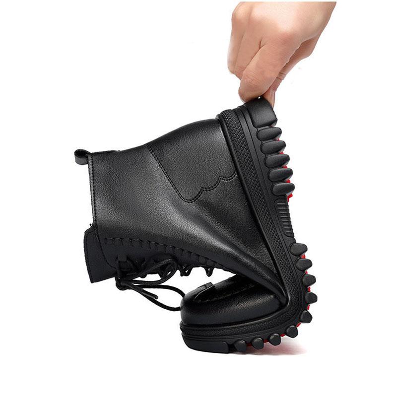 Short Boots Plus Velvet Winter Flat Non-slip Soft Leather Cotton Shoes Martin Boots Warm Sports Shoes Leather Shoes Waterproof