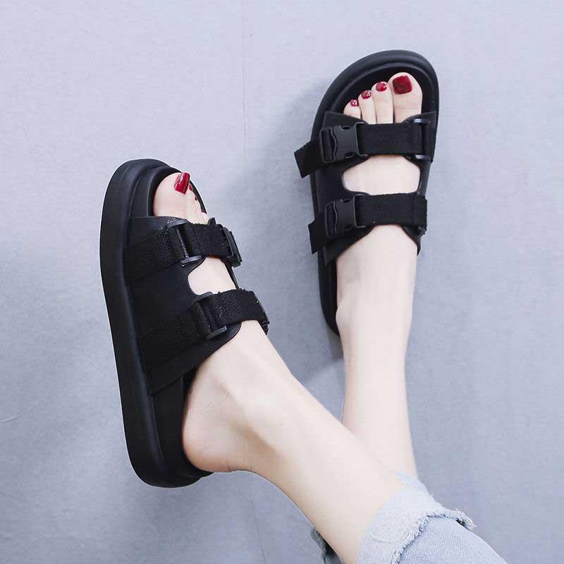 Size35-40 Summer Women Slippers Bohemian Beach Waterproof Slippers Wedge Platform Crystal Letter Sandals Outdoor High Heels