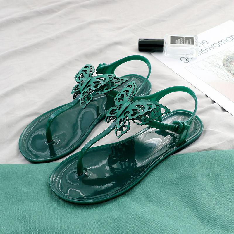 Summer Sandals Female Butterfly Flower Korean Beach Shoes Candy Color Flat Flip-flops Ladies Sandals Student Shoes