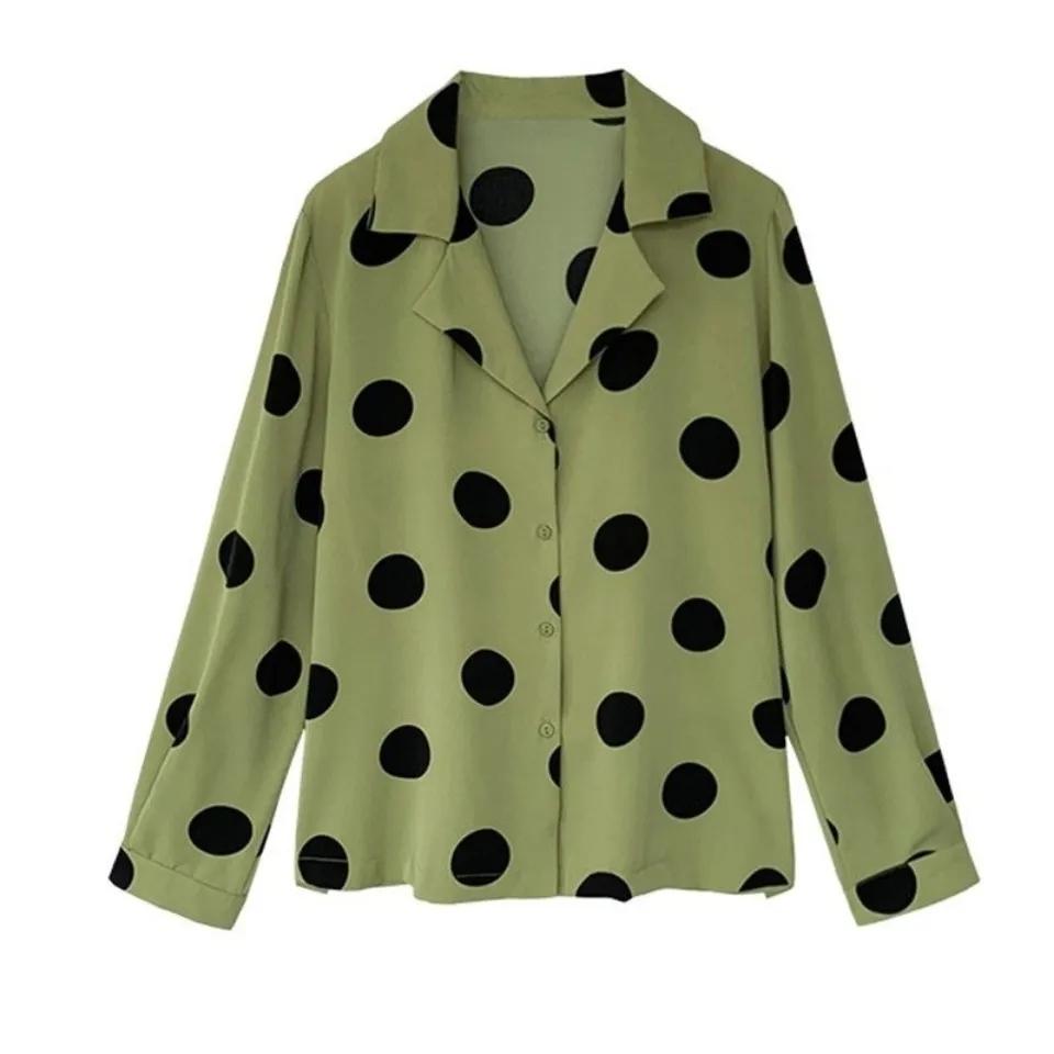 Chiffon Shirt Niche Elegant Polka Dot Tops Long Sleeve Top Casual V-neck Cardigan Ladies Blouses Summer Thin Tee Women's Shirts