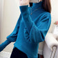 Women's Turtleneck Sweater Autumn Winter Lantern Sleeve Knit Top Loose Solid Color Pullover Sweater loose knitwear