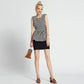 Fashion Summe Strip Stitching Pleated Stripe Slim Sleeveless Fake Two-piece Dress Package Hip Dress