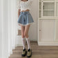 Sweet Denim Shorts for Women Wide Leg Cute Short Pants Summer High Waist Lace Edge Pants A-line Loose Jeans Pants High Waist Shorts Y2k Short Bottoms