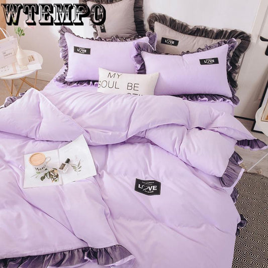 Household Items Set Four Sets of Comfortable Cotton Solid Color Quilt Bedroom Bedding