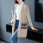 Spring and Autumn Mid-length Knitted Sweater Cardigan Loose All-match Jacket Simple Embroidered Female Jacket