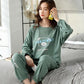 Women's Pajamas Set Cotton Pyjamas Long Sleeve Sleepwear Suit Spring Autumn Nightwear Casual Loose Cute Home Wear Pullover O Neck Tops Pants